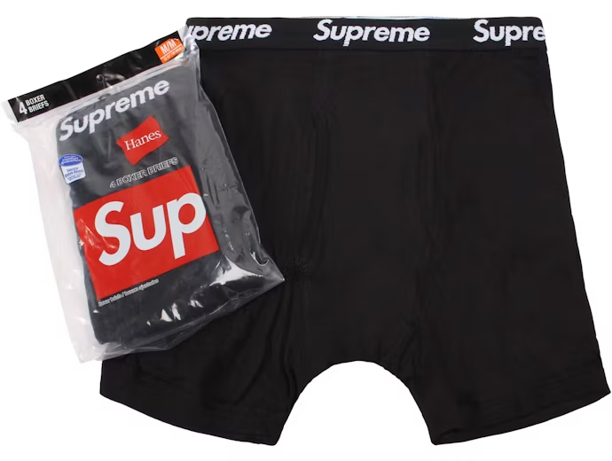 Supreme Hanes Boxer Briefs (4 Pack) Black