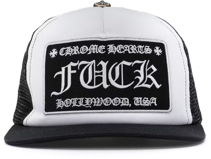 Chrome Hearts FUCK Hollywood Trucker Hat Black/White