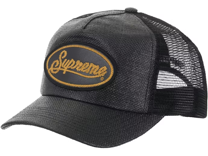 Supreme Raffia Mesh Back 5-Panel Hat Black