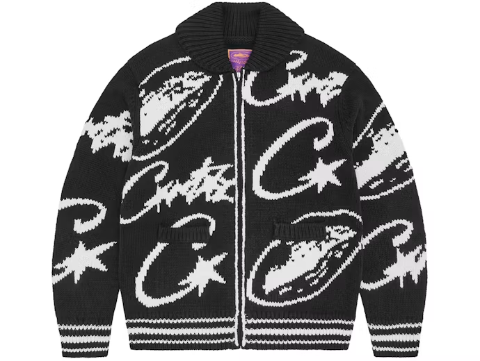 Corteiz VVS Jacquard Knit Zip Black