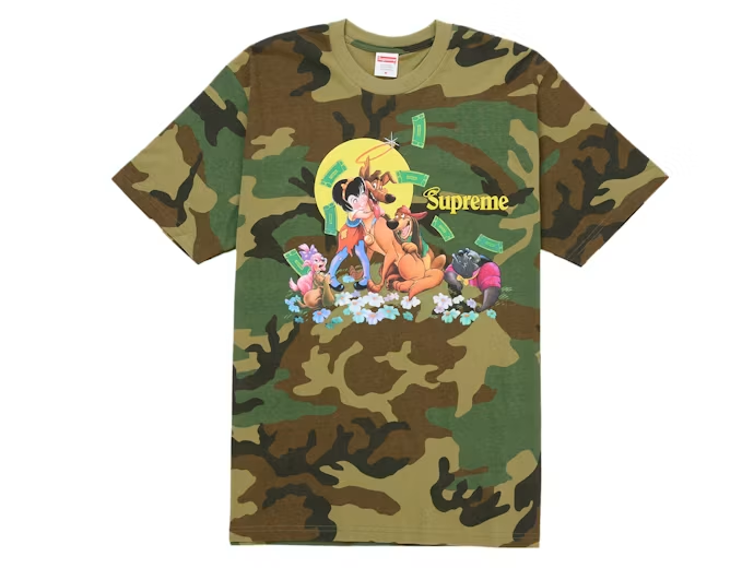 Supreme All Dogs Go To Heaven Tee Woodland Camo
