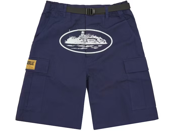 Corteiz Alcatraz Cargo Shorts Navy