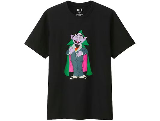 KAWS x Uniqlo x Sesame Street Count Von Count Tee Black