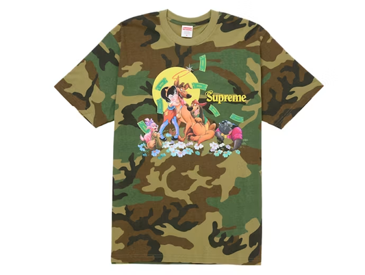 Supreme All Dogs Go To Heaven Tee Woodland Camo