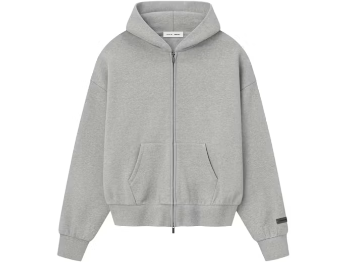 Fear of God Essentials Classic Fleece Zip-Up Hoodie Concrete Heather