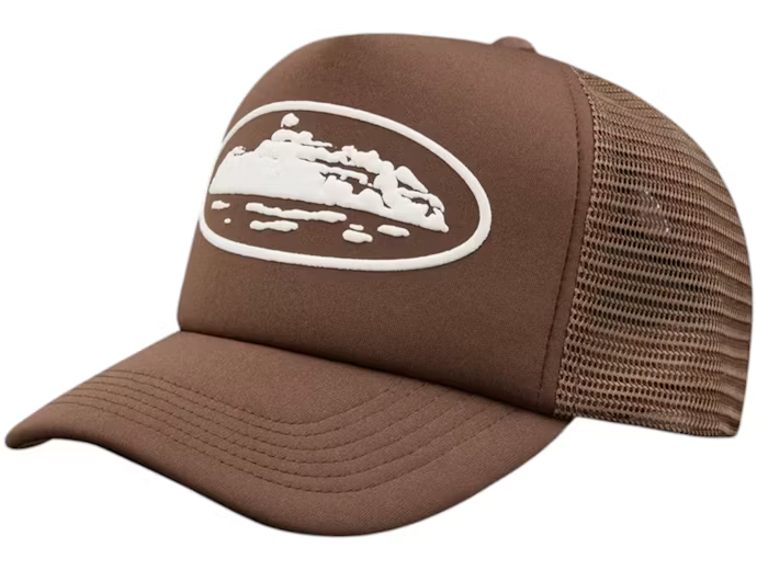 Corteiz Island Puff Print Trucker Hat Brown