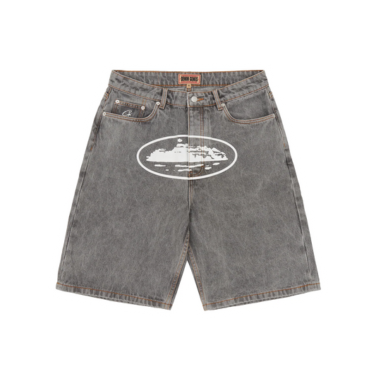 Corteiz Island Denim Short Light Grey